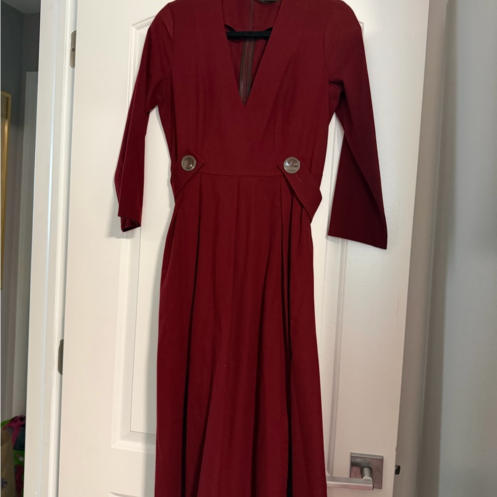 Zara Deep Red Long Sleeve Dress